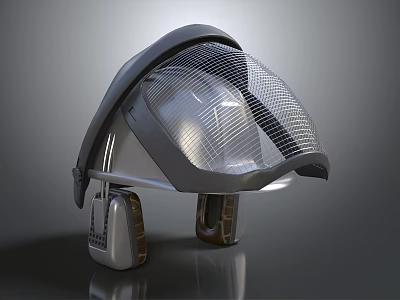 Modern Ergonomic Head mounted Electronic Device With Curved Headband And Transparent Mesh 3d model