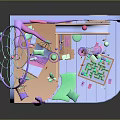Whimsical Kids Room Interior With Dreamcatcher Swing Slide And Colorful Desk