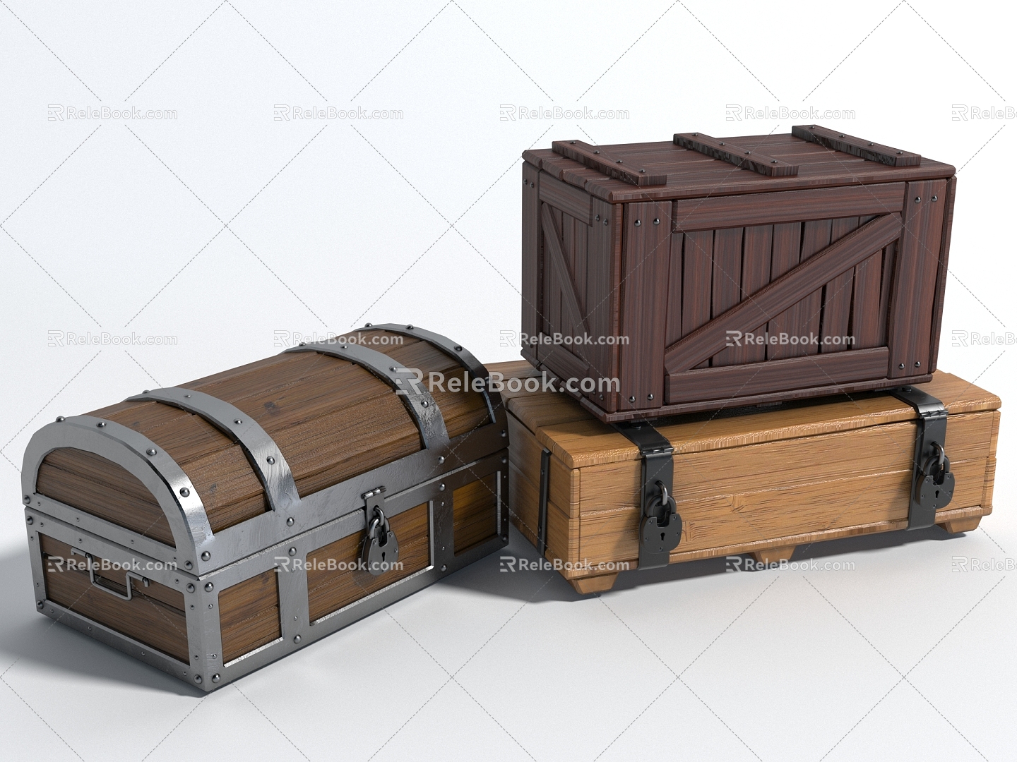 Chest Wooden Box Luggage Box Storage Box model