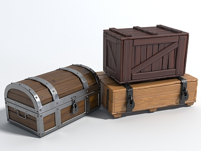 Chest Wooden Box Luggage Box Storage Box model