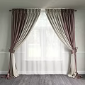 Elegant Brown and Beige Velvet Pleated Double Layer Curtains with Tiebacks for Window Indoor Decor