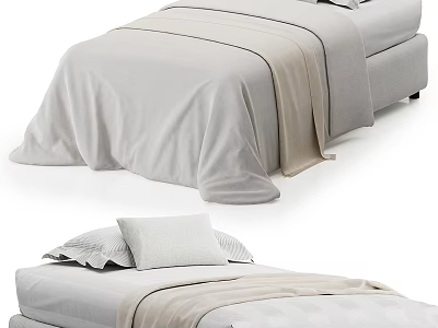 Minimalist Single Bed Design With Light Colored Sheets Soft Pillow And Cozy Blanket 3d model