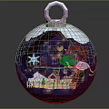 Christmas Decorative Ornament Ball With Small House Tree Snowflakes Moon And White Fence