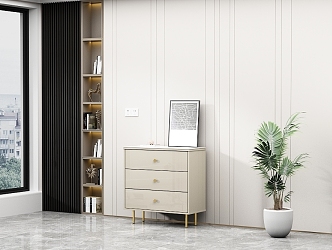 Modern side cabinet with three drawers 3d model