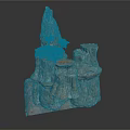 Layered Rock Formation Decorative Structure With Green Platform And Small Trees