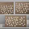 Wall Featuring Multiple Corkboards With Small City Cadastre Cards For Urban Planning