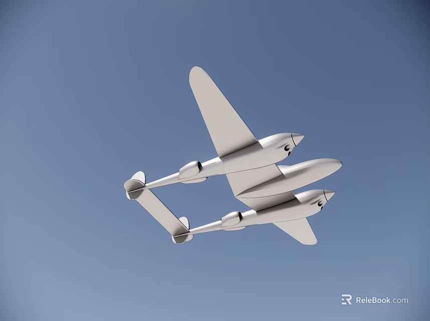 Silver White Fighter Jet Flying In Clear Blue Sky With Streamlined Design 3d model 
