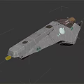 Futuristic Sci Fi Spaceship 3D Model With Gray Hull Yellow Thruster And Circular Modules 3d model
