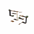 Wooden Wall Mounted Cat Furniture Set With Multi Level Platforms And Green Plants