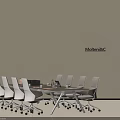 Modern Round Conference Table With White Metal Frame Ergonomic Chairs Office Essentials By MolteniC