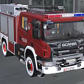 Red Scania Functional Fire Truck With Emergency Lights And Rescue Features