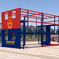 Fire Station Multi Level Training Structure Red Blue Steel With China Fire Rescue Logo