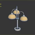 Modern Triple Light Fixture Set With Metal Stand Yellow Shades And Circular Base
