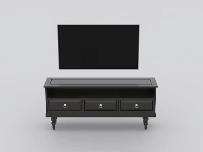 Stylish Modern TV Stand Design With Three Functional Drawers And Sturdy Wooden Legs 3d model