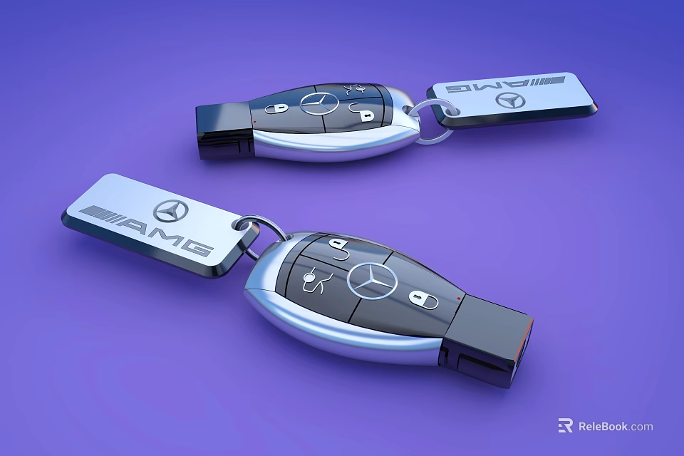 Mercedes AMG Car Keys With Modern Design And Metal Finish Key Fobs 3d model 