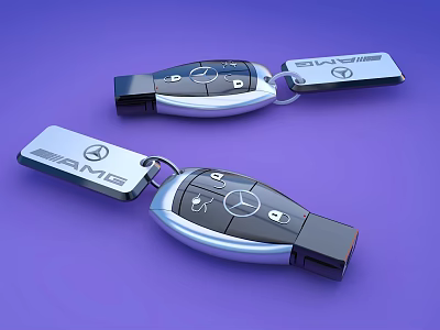 Mercedes AMG Car Keys With Modern Design And Metal Finish Key Fobs 3d model