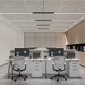 Simple public open office area multi-person office 3d model