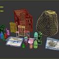 Assorted Food Packages Cans Bottles Wooden Box And Sack Collection