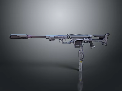 Modern Tactical Sniper Rifle With Long Barrel Adjustable Stock And Picatinny Rail 3d model