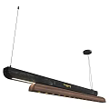 Modern Long Hanging Pendant Light Design With Black And Wooden Elements For Living Room Interior