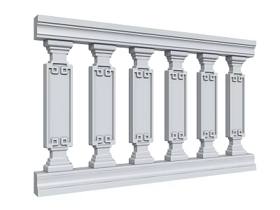 Classical Style White Fence With Decorative Posts And Ornate Architectural Details 3d model