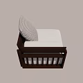 Modern Single Sofa With Wooden Frame White Cushion And Checkered Pillow 3d model