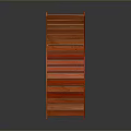 Red Wooden Slatted Lounge Chair with Curved Backrest and Supportive Legs