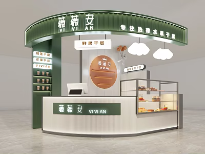 VIVI AN Vegan Dessert Shop Featuring Crystal Taro Balls Fresh Fruit And Display Counter 3d model