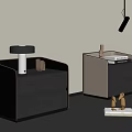 Modern Bedroom Bedside Tables With Dark And Light Drawers Table Lamp Books And Decorative Items
