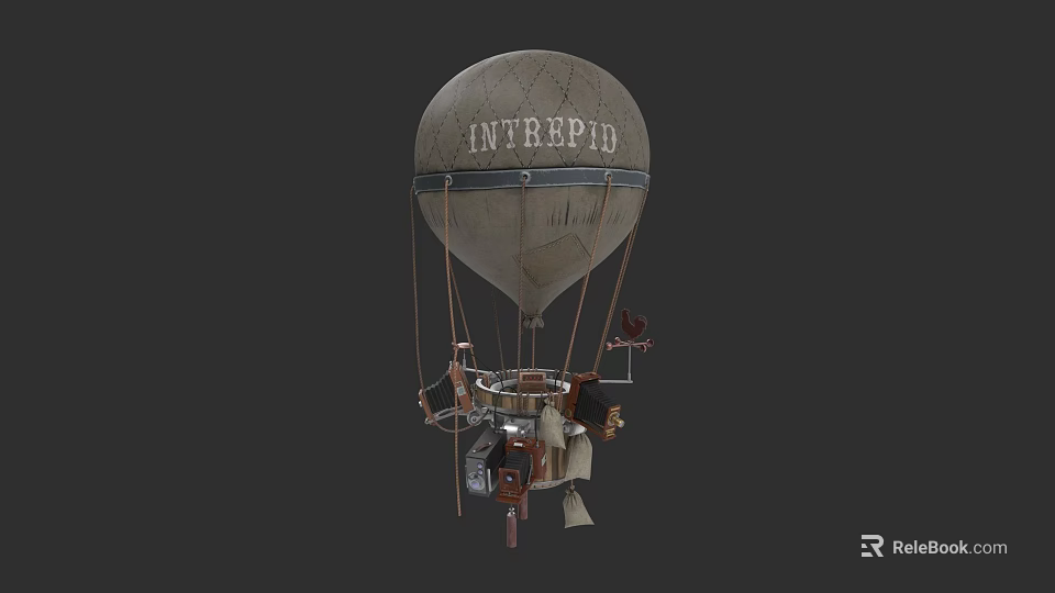Vintage Intrepid Hot Air Balloon Design With Mechanical Details And Structure 3d model 