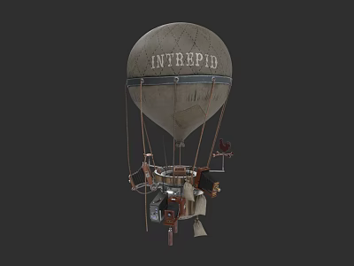 Vintage Intrepid Hot Air Balloon Design With Mechanical Details And Structure 3d model