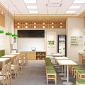 Modern Dining Kitchen Interior With Wooden Walls Green Pendant Lights And Posters