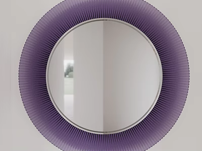 Round Purple Pleated Frame Mirror Stylish Design For Modern Interior Wall Decor 3d model
