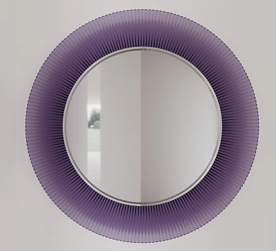 Round Purple Pleated Frame Mirror Stylish Design For Modern Interior Wall Decor 3d model