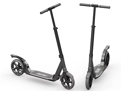 Two Black Electric Scooters With Portable Design Stable Wheels And Ergonomic Handlebar 3d model