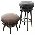 Modern Light Brown And Black Bar Stools With Ruffled Edge Seats And Metal Legs