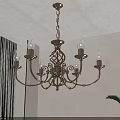 Vintage Metal Chandelier Featuring Candle Shaped Bulbs In Light Colored Room