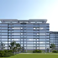 Modern High Rise Residential Building Exterior With Glass Curtain Walls And Landscaped Gardens