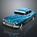 Teal Weathered Vintage Car With Retro Grille Headlights And Classic Body