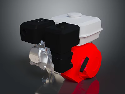 Red Tire With Black White Mechanical Engine And Shiny Metal Parts 3d model