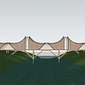Modern Covered Bridge Landscape Bridge Landscape Covered Bridge Rain Corridor Frame Landscape Structure 3d model