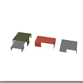 Modern Coffee Table With Green Glass Top And Orange Metal Frame Design Style