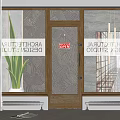 Wooden Frame Swing Door With Geometric Glass For Architectural Design Studio