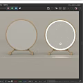 Round Decorative Mirrors With Wooden Stand Base Reflecting Modern Interior Scenes