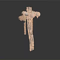 Detailed 3D Mechanical Skeletal Structure With White Frame Brown Components And Circular Joints