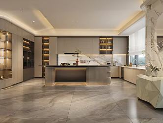 Modern Kitchen Light Luxury Kitchen Oversized Kitchen Luxury Kitchen Island Table Italian Kitchen Open Kitchen Island 3d model