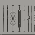 Various Decorative Railing Designs Featuring Intricate Patterns And Ornate Styles 3d model