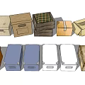Household Storage Boxes With Various Materials Different Colors And Practical Designs 3d model