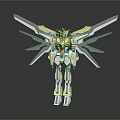 Colorful Sci Fi Robot Figure With White Green Wings And Yellow Accents