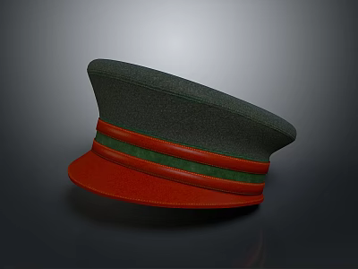 Military Style Dark Green Cap Featuring Red Brim And Green Stripe Everyday Essential Accessory 3d model